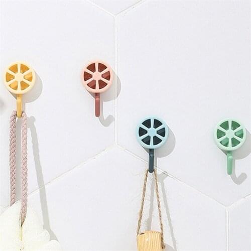 5pcs Solid Color Door Hook Punch Free Wall Decoration Hooks Clothes Hanger Keys Holder Self Adhesive Storage Hooks Room Decor