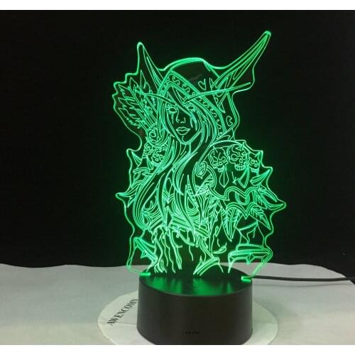 Sylvanas Windrunner Wow 3D LED Lamp World Of Warcraft Childrens Night Light Led Bedroom Decor Holiday Gift Kids Night Lamp USB