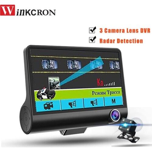 Best Car DVR Radar Detector 2 in 1 Car-detector Camera 4.0" Full HD 1080P Speedcam Anti Radar Detector Dash Cam three lens