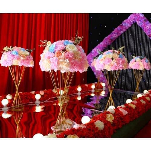 Metal Flower Vase Gold Flower Stand Table Centerpices Wedding props 50cm Tall