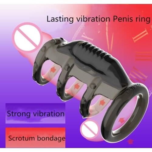Male Masturbating Sex Toys Reusable Silicone Penis Ring Men Vibration Penis Sleeve Delay Ejaculation Enlargement Dick Rings gay