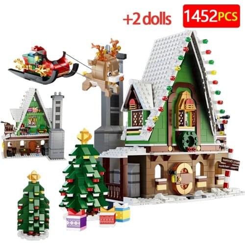 1452PCS Merry Christmas Elf Club House Set Bricks With Santa Claus Dolls Figures Model Building Block Children Kids Toys Gifts