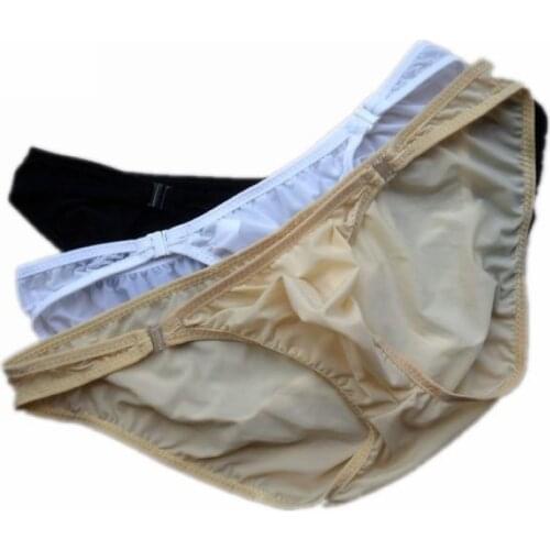 Low Waist Ice Silk Mens Sexy Underwear Briefs Male Short Panties With Buckle ZJH012S