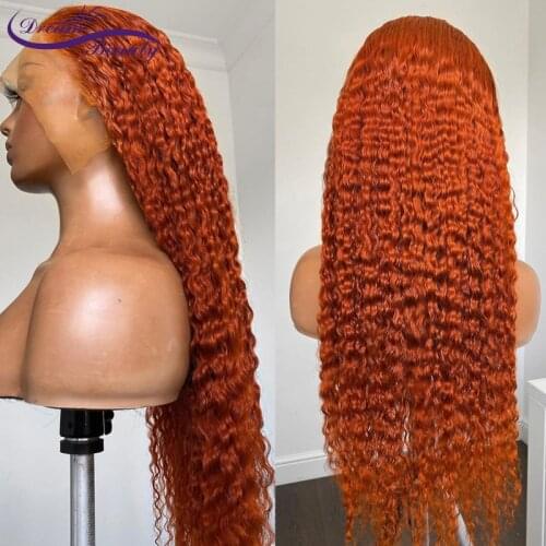 13x4 Lace Front Wig Ginger Orange Color Human Hair Wigs Deep Wave Wigs For Women Human Hair Brazilian Remy Hair