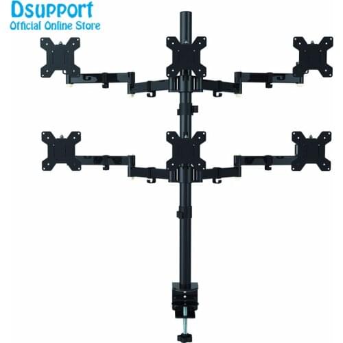 Six Arm LCD LED Monitor Stand Desk Mount Bracket Heavy Duty & Fully Adjustable 6 Screens up to 27
