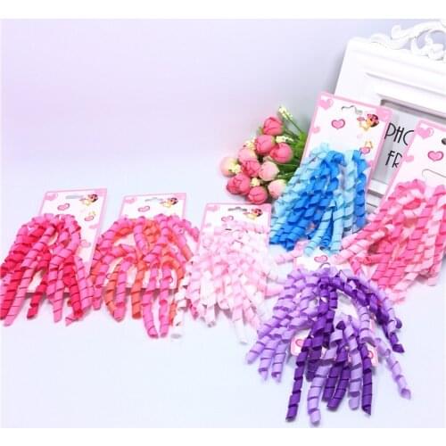 2Pcs/lot Colorful Curly Ribbon Hair Ties For Girls Women Cute Hair Rubber Bands Kids Ponytail Holders Elastic Hair Bands