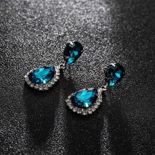 Fashion 1 Pair Water Drop Crystal Rhinestone Dangle Earrings Brilliant Wedding Girls Drop Earring