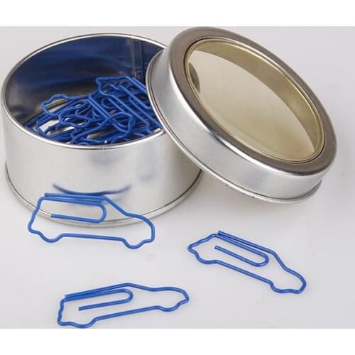 Blue Car Paper Clip Gift Box Clip Metal Bookmark Paper Clips Decorative Metal Clip Paper Paperclip Clips Para Papel Paperclips