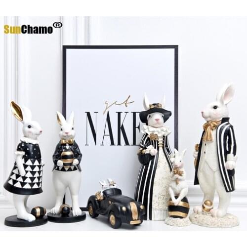 Nordic Pastoral Light Luxury Rabbit Sculpture Crafts American Bedroom Living Room Wine Cabinet Entrance Decoration Wedding Gift