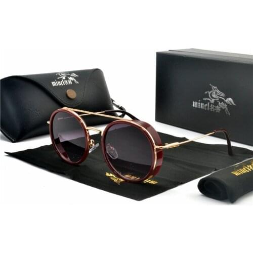 2019 Retro Punk Sunglasses Women Fashion Double Bridges Gradient Round Goggle Shades Men Driving goggles uv400 with box FML