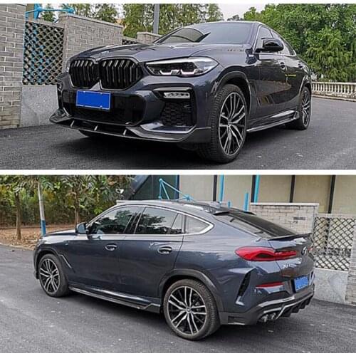 High Quality REAL CARBON FIBER Front Bumper Lip Spoiler Rear Trunk Diffuser Side Body Skirt FOR BMW X6 G06 2019 2020 2021 2022