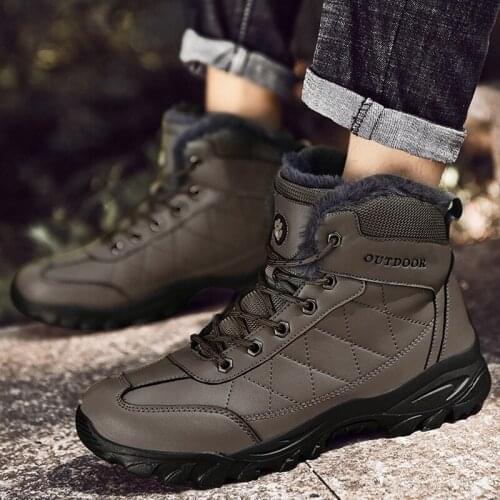 ZXWFOBEY Super Warm Men Boots Winter Boots Waterproof Rubber Plush Snow Boots Couple Boots For Men Winter Shoes Outdoor Boot