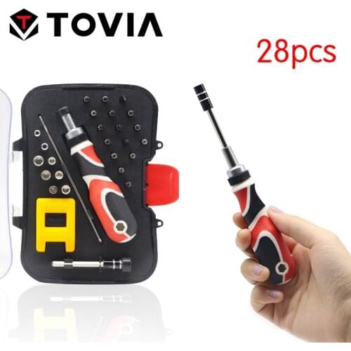 TOVIA 28PCS Screwdriver Set CRV Screw Driver Bits Insulated Handle Precision Screwdrvers For Phone PC Repair