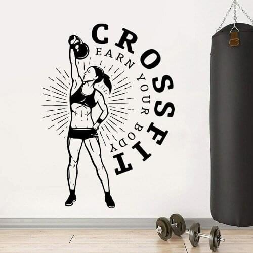Gym Crossfit Wall Decal Sport Fitness Logo Vinyl Company Office Window Wall Stickers Home Furnishing Decorative Murals Z469