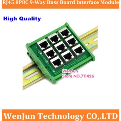 High Quality RJ45 8P8C 9-Way Buss Board Interface Module with DIN Rail Mounting foot and panel mounting foot --1pcs/lot