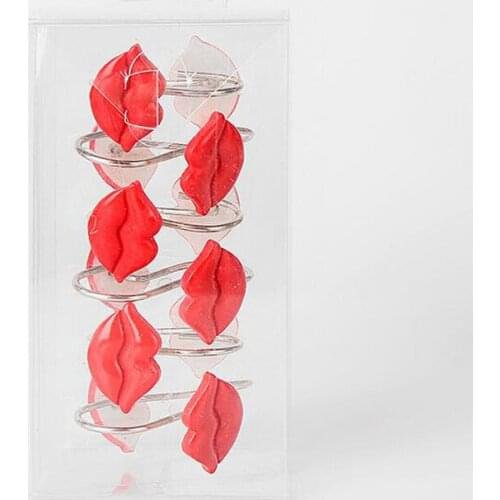 Shower curtain Bling hooks Rings Decorative Red Lips Resin Rolling Bathroom Bath Set of 12 Rings