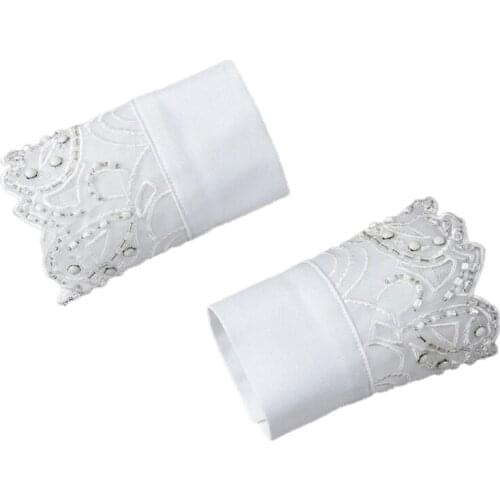Women Sweet Embroidery Floral Lace Horn Cuffs Bracelet Handmade Beading Jewelry Detachable Fake Sleeves