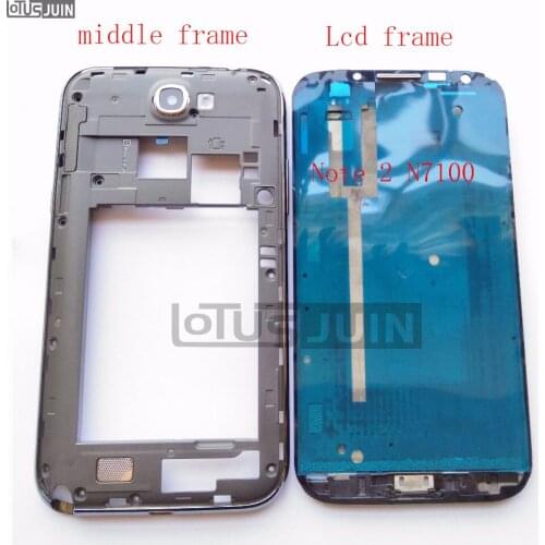 1pcs Middle Housing Frame Cover + LCD Front Display Frame Bezel for Samsung Galaxy Note 2 N7100 Replacement