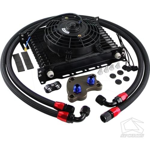 15 Row Oil cooler AN10 Kit For BMW Mini Cooper S R53 2002-2006+7" Electric Fan