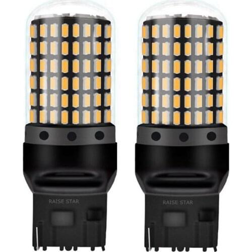 2PCS T20 7440 W21W WY21W Canbus No OBC Error Super Bright 144 LED Auto Brake Lights Car Backup Reverse Lamps Turn Signals Bulb