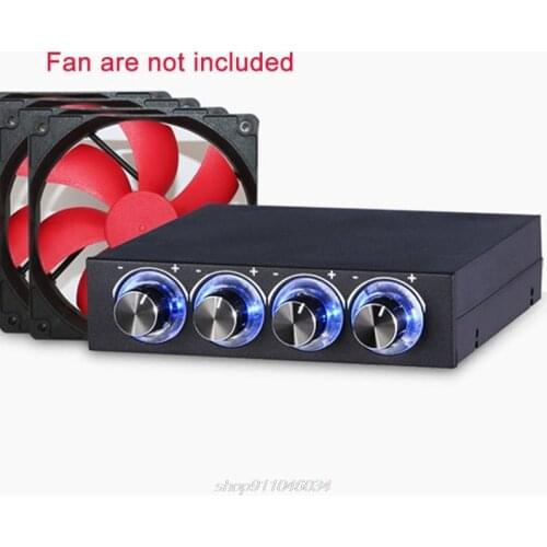 3.5inch PC HDD 4 Channel Speed Fan Controller with Blue/Red LED Controller Front Panel For Computer Fans J28 21 Dropship