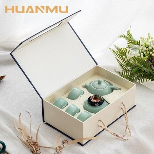 6Pcs/Set Chinese Ceramic Tea Set With Tea Caddy Traditional Teacups Suitable for Gifts With Exquisite Box Packaging Drinkware