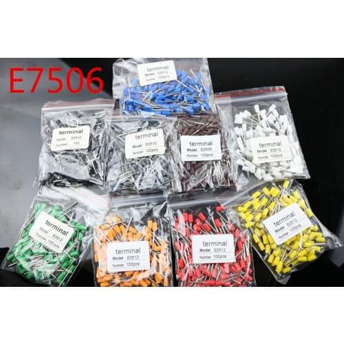 Free shipping 100pcs/Lot E7506 20 AWG 0.75mm2 Insulated Cord End Terminal Wire Ferrules VE7506
