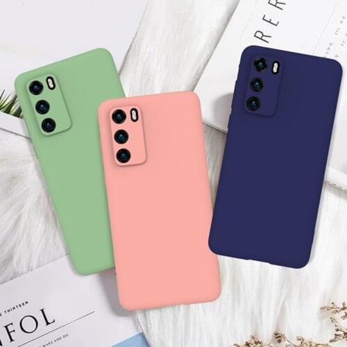 Candy Color Phone Case For Etui Hawei P40 P30 Pro Y5 Y6 Y7 Y9 2019 Honor V30 30 8A 8S 10 20 Candy Solid Color Back Case