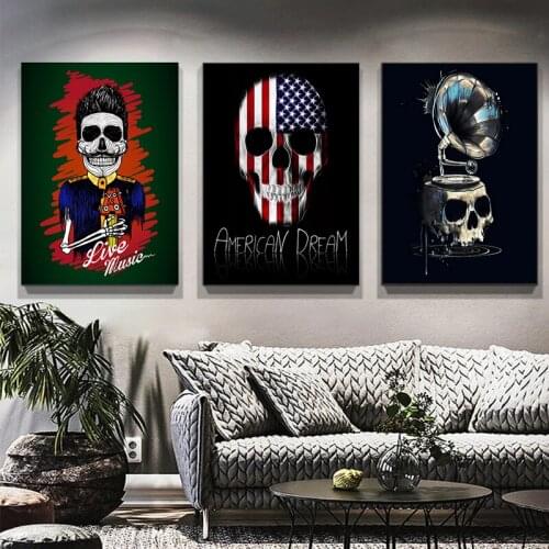 Graffiti Halloween Skeleton Canvas Painting Modern Posters and Prints Wall Art Modern Picture for Living Room Home Decor Cuadros