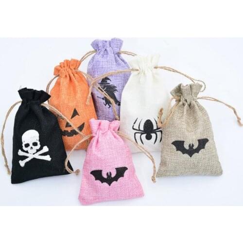 Christmas Halloween Canvas gift candy Drawstring Bags Xmas kids Gifts pouch Santa snowman witch pumpkin decorations Sacks Bag