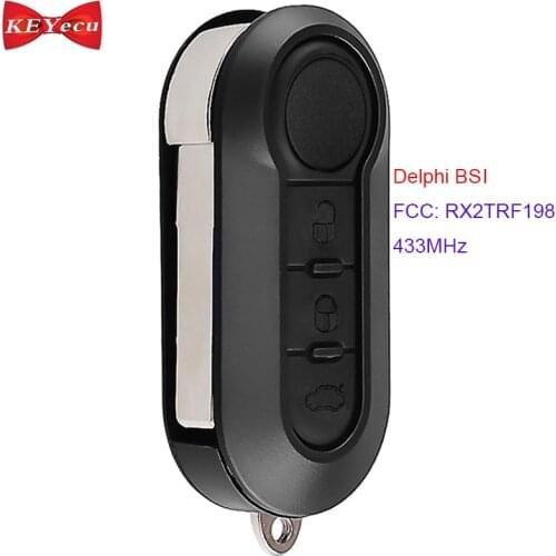 KEYECU for Fiat 500 Punto Florino Doblo Qubo Punto Evo Grande Punto Remote Key Fob Delphi BSI System ID46 Chip 433MHz RX2TRF198