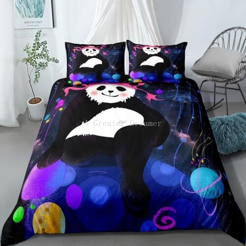 3d Cartoon Planet Panda Bedding Set Cute Colorful Duvet Cover Sets With Pillowcase Bed Linen For Children Kids Dropshipping