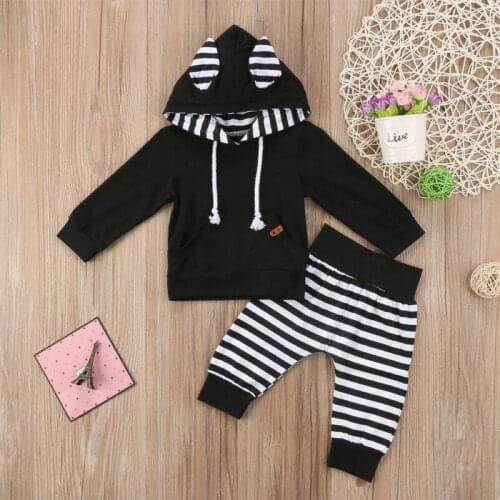 Pudcoco Boy Set 0-24M AU Newborn Baby Kids Boy Girl Hoodie Hooded Top T-shirt+Pants Outfit Clothes Set