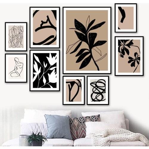 Line Girl Flower Leaf Abstract Minimalism Wall Art Canvas Painting Nordic Posters And Prints Wall Pictures For Living Room Decor