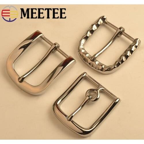 Meetee 1pc 40mm Mens Stainless Steel Pin Buckle Belt Buckles Head DIY Hand Leather Craft Band Clasp Hook Accessories YK420