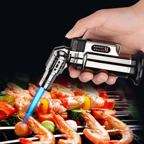 Metal Butane Torch Stove Lighter Kitchen Turbine Outdoor Barbecue Charcoal Gas Stove Lighter Gun Camping Unusual Lighter