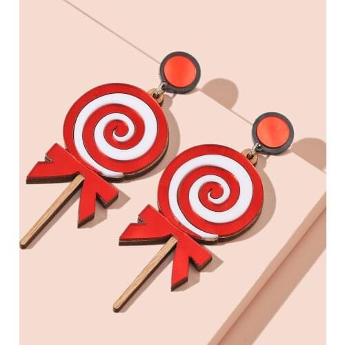 Cute Lollipop Acrylic Drop Earrings For Women Girls Lovely Korea Big Wood Cotton Candy Long Earring Children Trendy Jewelry Gift