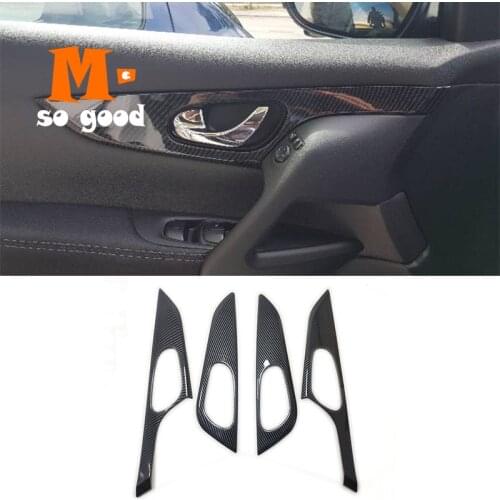 2015 16 17 18 19 2020 Inner Door Handle Bowl Cover Trim ABS Carbon fiber for Nissan Qashqai J11 Sport Rogue Interior Mouldings
