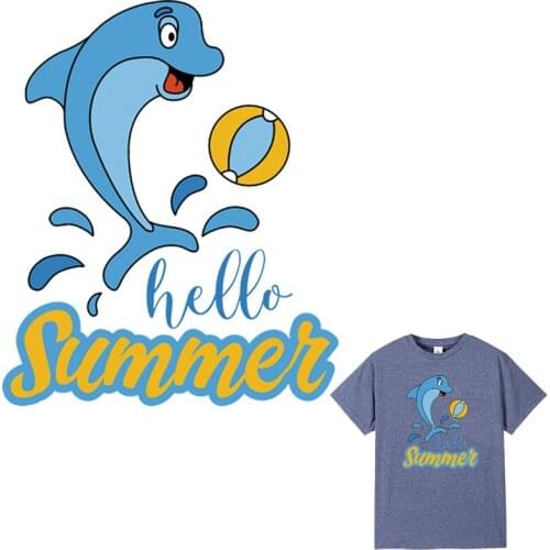 Patch For Clothing Cute Animal Show Hoodie Tops Hot Tear Diy Heat Press Transfer Paper Patch Iron Hello Summer