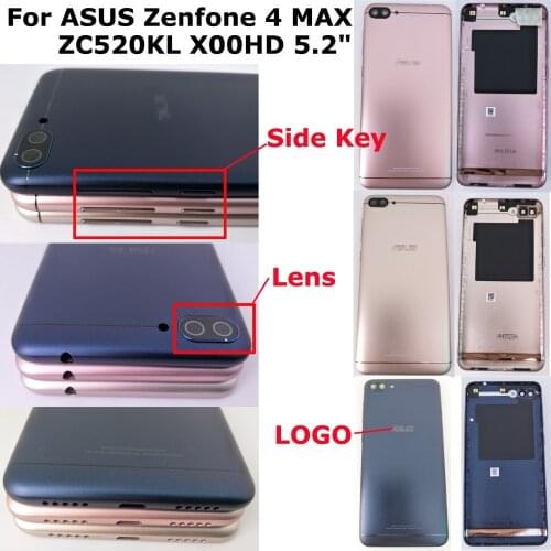 100% Orig New 5.2" For ASUS Zenfone 4 MAX ZC520KL X00HD Rear Back Housing Battery Cover with Side Key