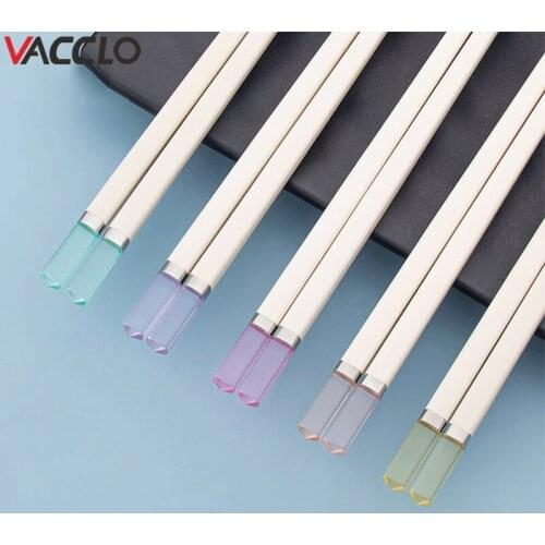 Vacclo 5pairs/Lot Amber Japanese Chopsticks Moisture-proof Non-slip High-temperature Resistant Sushi Stick Reusable Tableware