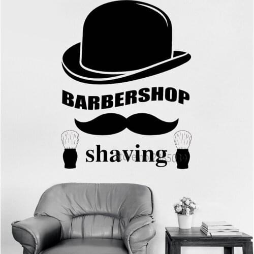 Barbershop Shaving Hair Vinyl Decal Wall Stickers Decor Haircut Unique Art Salon Shop Hairdressing Sign Decals Removable LC983