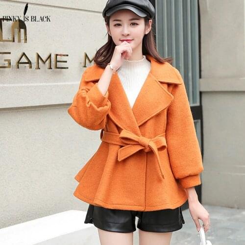 PinkyIsBlack New 2020 Spring Autumn Wool Coat Women Jacket Short Elegant Wool Blend Coats Female Sweet Preppy Skirt Coat Outwear