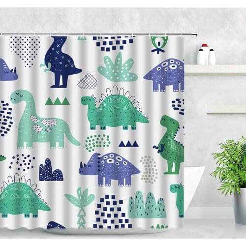Cartoon Animals Children Bathroom Shower Curtains Dinosaur Bee Elephant Whale Print Bathtub Decor Screen Kids Bath Curtain Sets