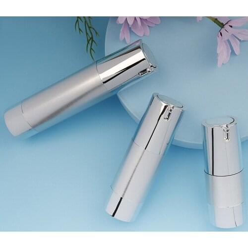Silver Electrochemical Aluminum Refillable Bottles Cosmetic Packing Vacuum Flask Spray Bottle Press Emulsion Elite Fluid Bottle