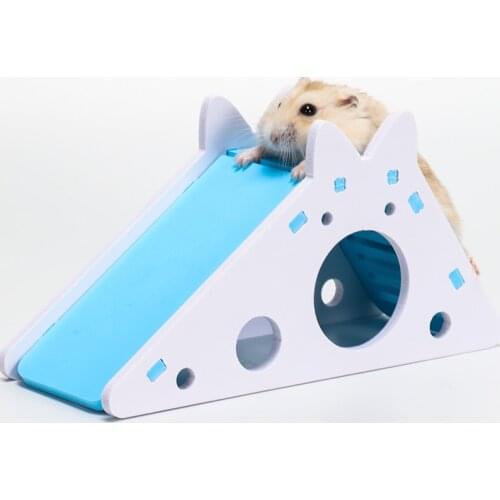 Hamster Hideout Cute Hamster Exercise Toy Wooden Hamster House with Ladder Slide for Guinea Pig Hamster Accessories Hamster Cage