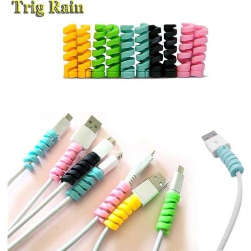 Spiral Cable protector Data Line Silicone Bobbin winder Protective For iphone Samsung Android USB Charging earphone Case Cover