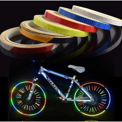 1cm*8m Waterproof Fluorescent Reflective Sticker Motorcycle MTB Bicycle Safety Warning Security Wheel Rim Strip Decal Tape