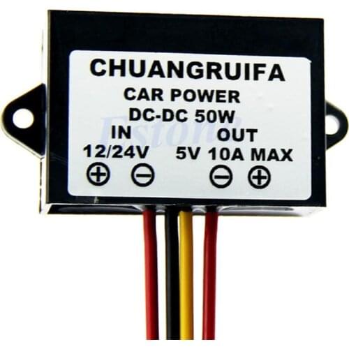 Waterproof DC 12/24V to 5V 10A 50W Buck StepDown Converter Module Car Power