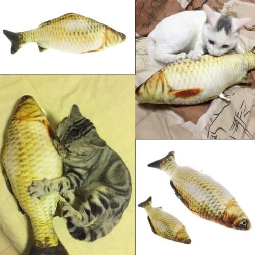 20/40CM Funny Grass Carp Pet Cat Kitten Fish Shape Interactive Cats Chewing Playing Toys M15